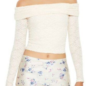 Cottagecore Foldover Off Shoulder Lace Romantic Boho Small Top NWOT